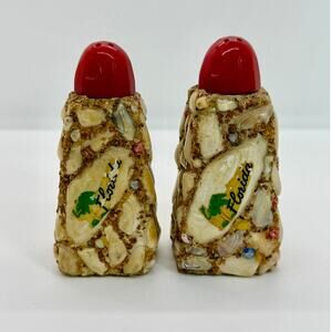VTG Florida Shell Salt Pepper‎ Shakers Souvenir Kitsch MCM Cottage Travel Retro